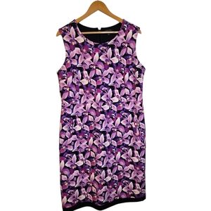 Lands End Floral Sleeveless Dress - Purple and Pink Size 18 With Pockets